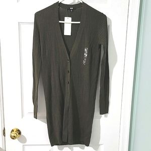 NWT UNIQLO Women's Button-Down Merino Blend Ribbed Cardigan Size XS